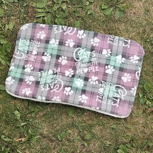 NEW! Cats + Plaid Pet Mat - Small - 3 Layers, Fleece + Sherpa | Dog Cat Baby